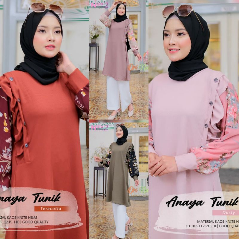 Atasan Tunik Wanita Casual | Anaya Tunik | Atasan Wanita Muslim Terbaru 2021