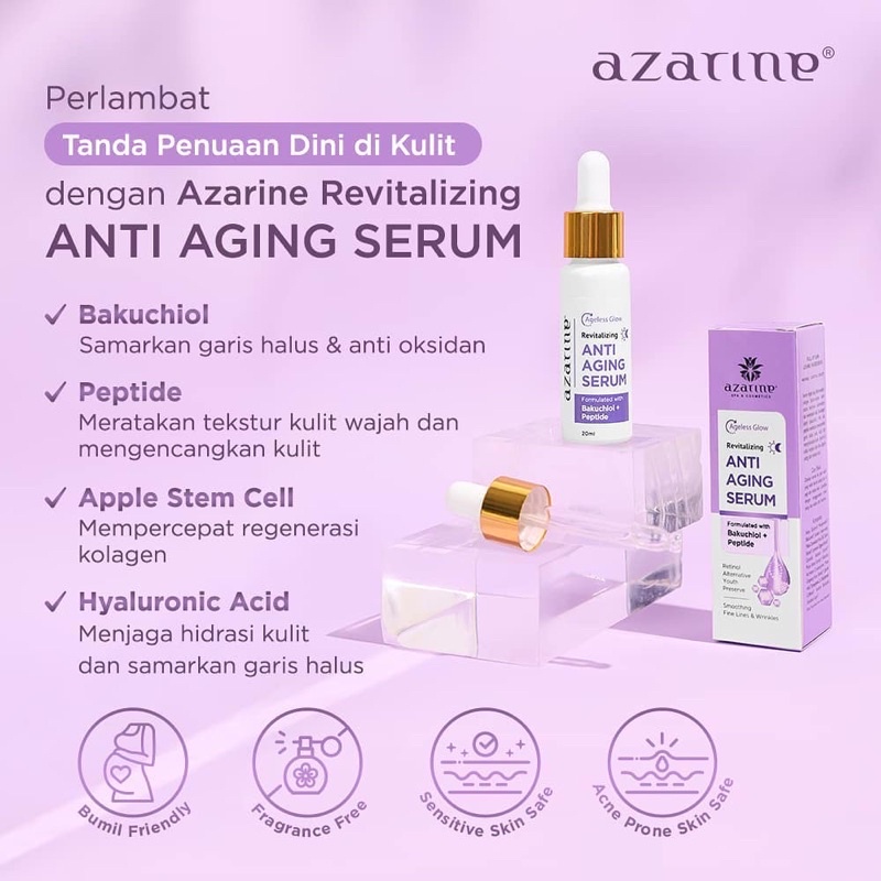 AZARINE Revitalizing Anti Aging Serum Indonesia / Cleanser Toner Essence Sunscreen Sleeping Mask Oil