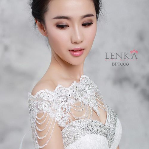 [BISA COD] BOLERO LACE MUTIARA PERNIKAHAN PENGANTIN WANITA PUTIH BPT008