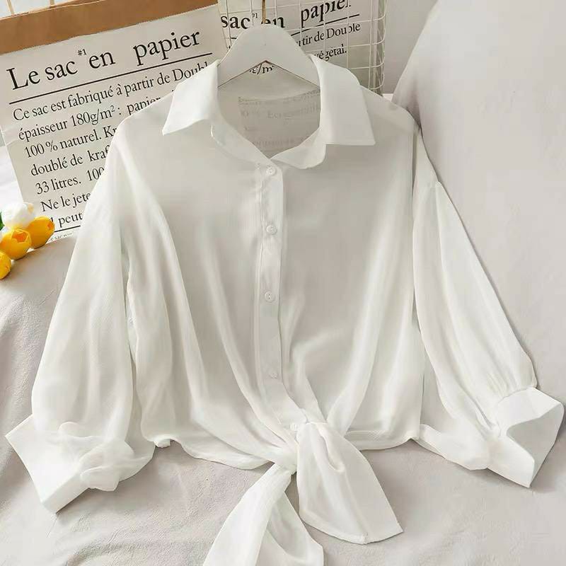 Airin Blus Atasan Wanita Transfaran Korean Style Blouse Cewe Kekinian Blous Cewe Murah Modern Sifon