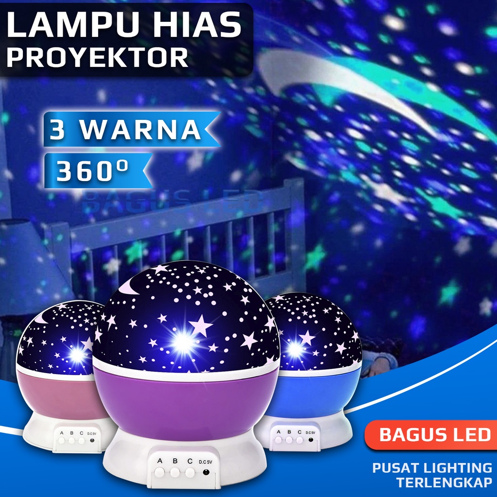 Lampu Proyektor Hias Langit Bulan Bintang Unik Projection Starry Lamp
