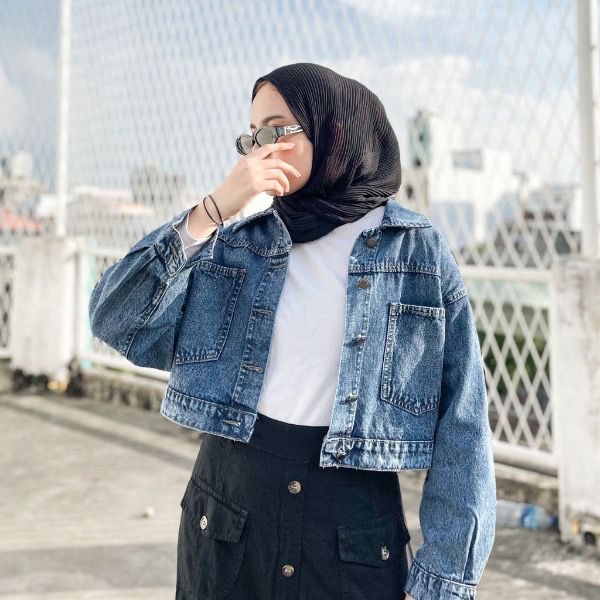 Briza Jaket Jeans Wanita Premium Snow Blue Full kancing Saku Kantong Pocket Jacket jins Remaja krah