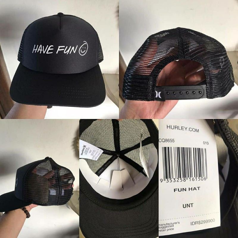 Topi Hurley Fun Black Trucker Original