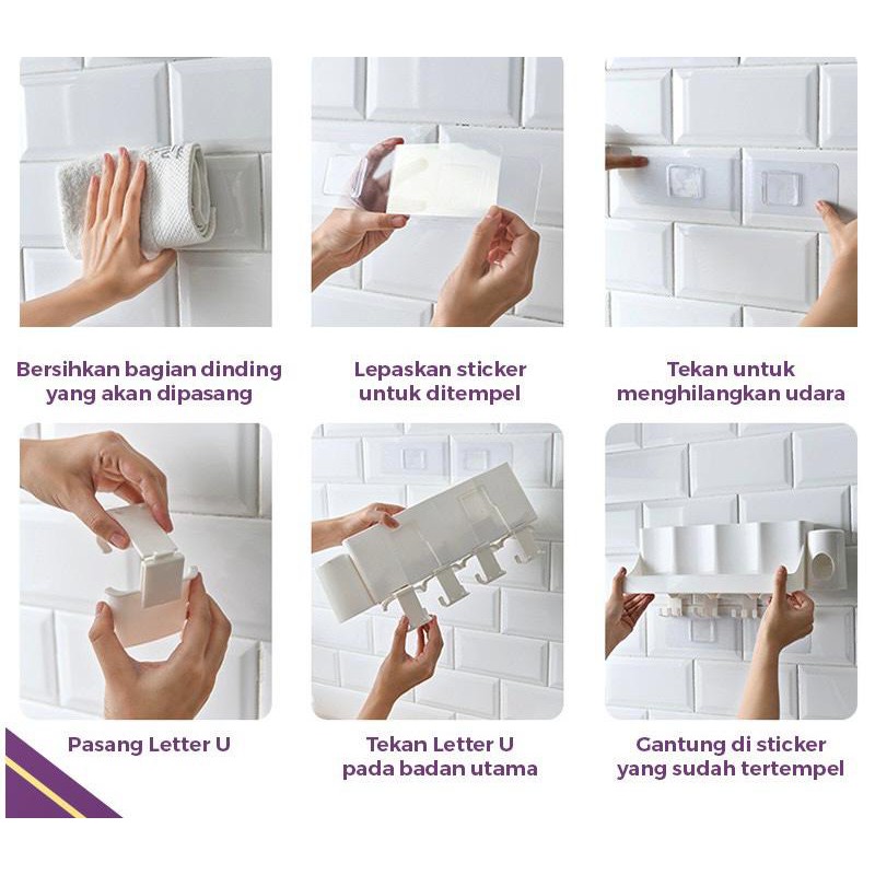 SHENAR, RAK SIKAT GIGI ORGANIZER/TOOTH BRUSH HOLDER/ALAT RAK KAMAR MANDI 4 IN 1