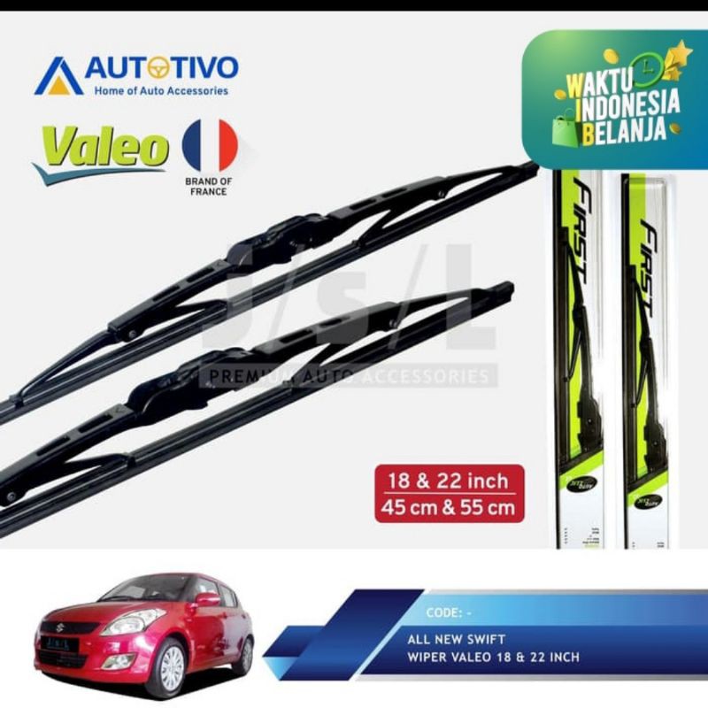 wiper mobil valeo all new swift (2pc kiri kanan)