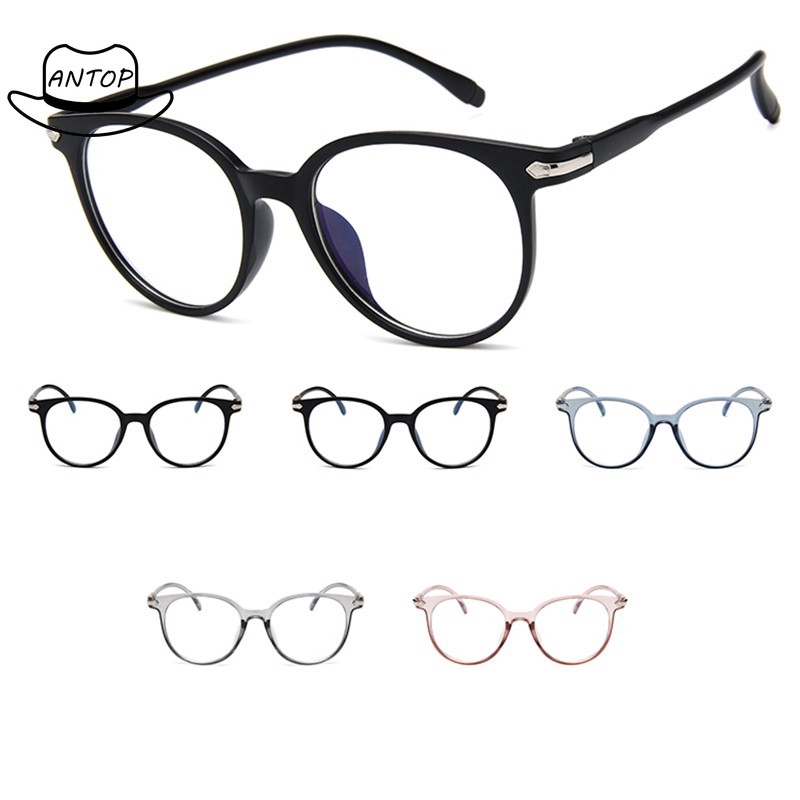 COD Frame Kacamata Lensa Flat Cat Eye Anti Radiasi Gaya Leopard Retro Korea Fashion Wanita Glasses