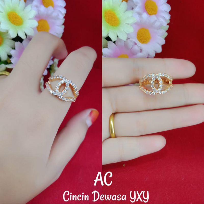 CINCIN CHANEL PERMATA DEWASA BERLAPIS EMAS 18K