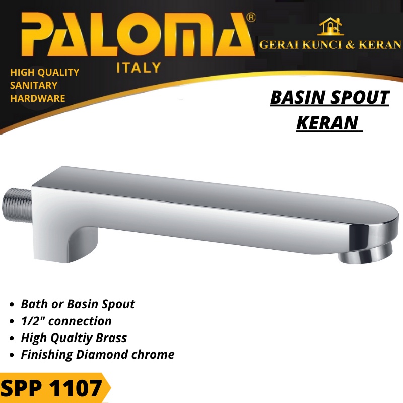 SPOUT KERAN TANAM PALOMA SPP 1107 BASIN BATH KAMAR MANDI BRASS CHROME