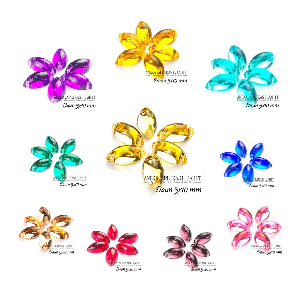 1 LUSIN PADI / DAUN 5X10 MM MOTE BATU DIAMOND RESIN PAYET KRISTAL AKRILIK MANIK PERMATA