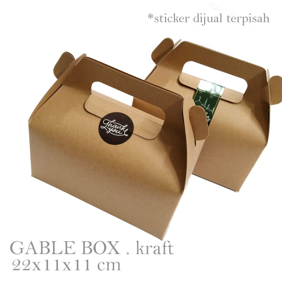 

Gable Box Packaging Hampers Kardus Kemasan Makanan Snack Dus Jinjing Kue Brownies Tart Ukuran 22x11x11 cm