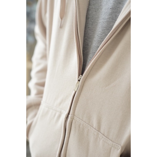 Hoodie Zipper Beige