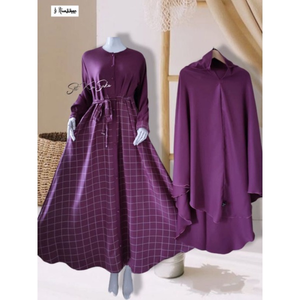 kusuka gamis shakilla set hijab torino  free cadar tali - S M L / set cadar tali original by wua hij
