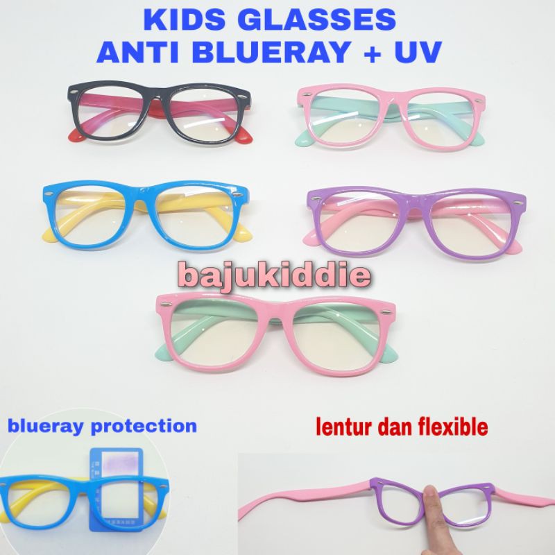 KACAMATA ANAK ANTI RADIASI GADGET COMPUTER LAPTOP HP BLUERAY BLUE LIGHT + UV PROTECTION