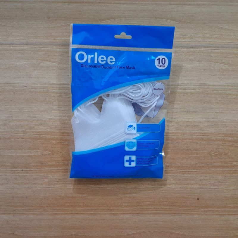 Masker Orlee Duckbill isi 10pcs (Earloop/headloop) cantol & hijab