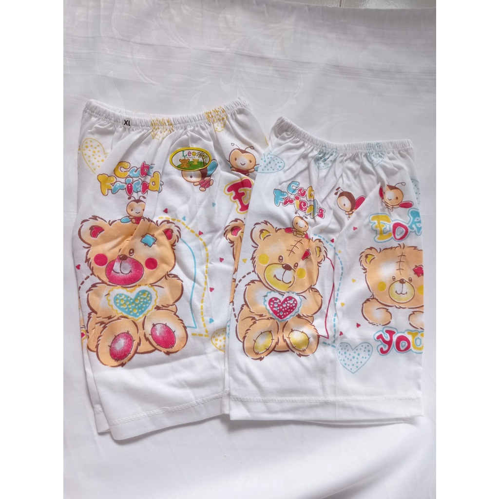 LEO | CELANA PENDEK 3 PCS cotton 100% segiempat UKURAN XL ANAK 2 3 4 th SHORT