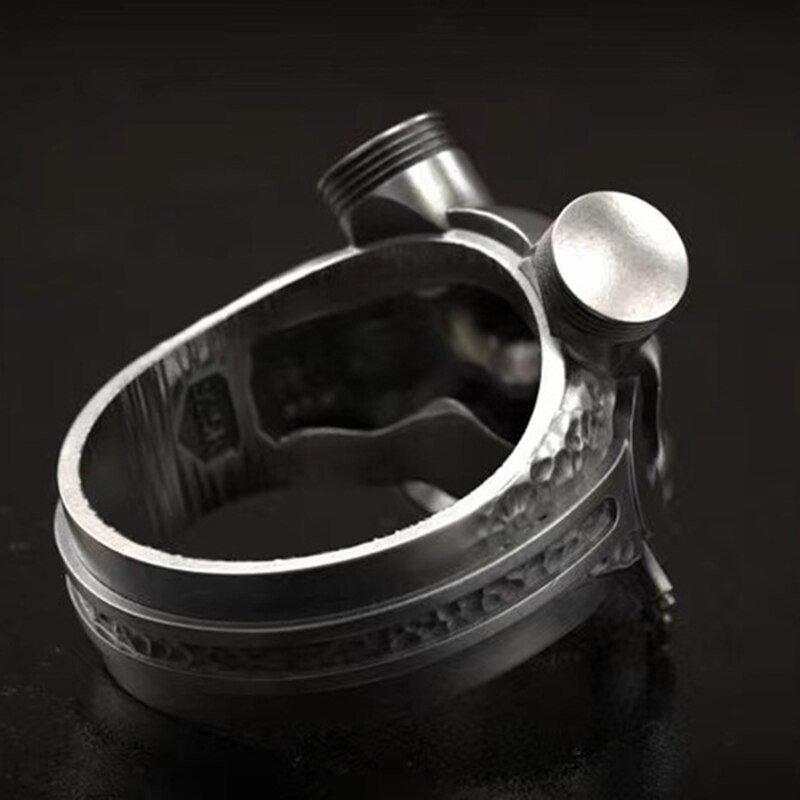 Cincin Desain Tengkorak Mekanikal Warna Silver Gaya Vintage Retro Steampunk Untuk Pria