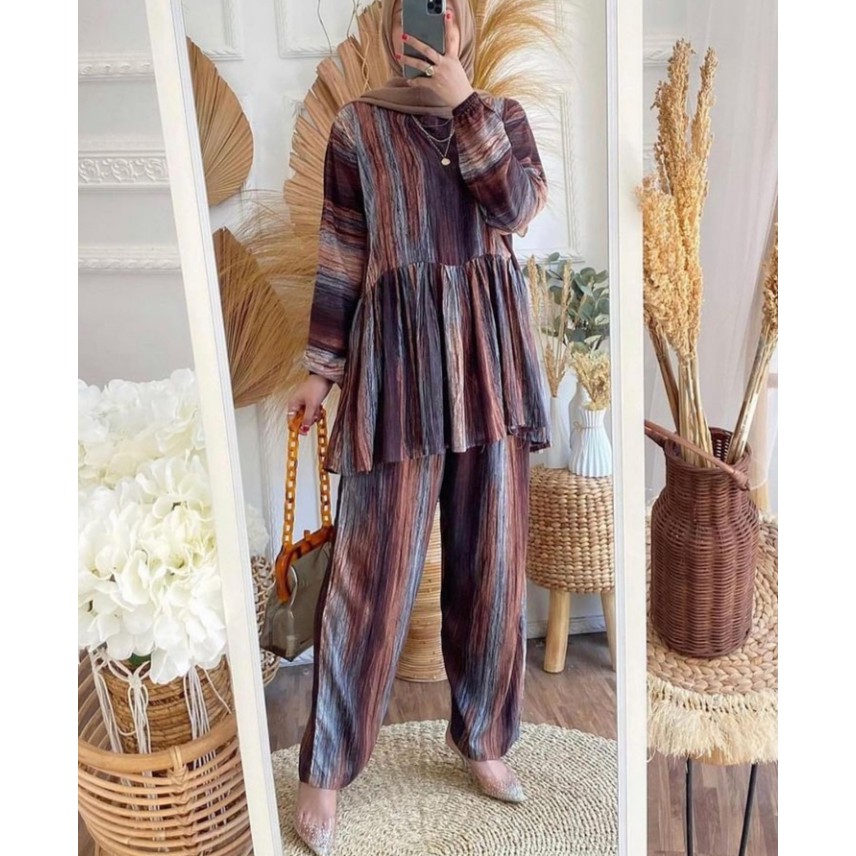 One set Rayon Viscose Busui Ld 100 - 110 Motif Kekinian-PEPLUM BRENDA LD112