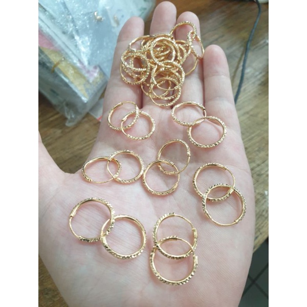 Anting bulat polos hoop hoops 1 gram 1g 1gr emas asli 700 70% 22 16K