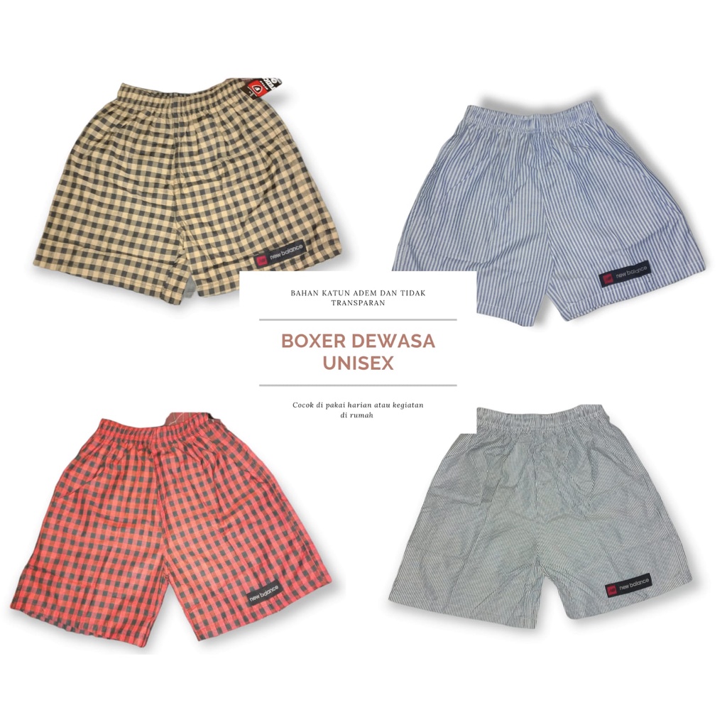 BOXER PRIA WANITA DEWASA - BOXSER PRIA WANITA - BOKSER PRIA - BOXER MOTIF GARIS-GARIS DAN KOTA-KOTAK