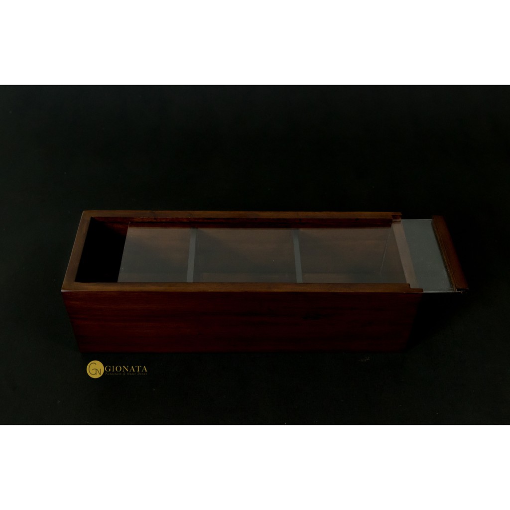 

Dekornata Sophia Walnut Sliding Box / Box Sliding Akrilik Kayu