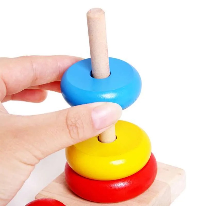 Rainbow Tower Mini Rainbow Tower Big Rainbow Tower Wooden Toys Balok Susun Mainan Kayu Mainan Balita Balok Kayu Mainan Edukasi