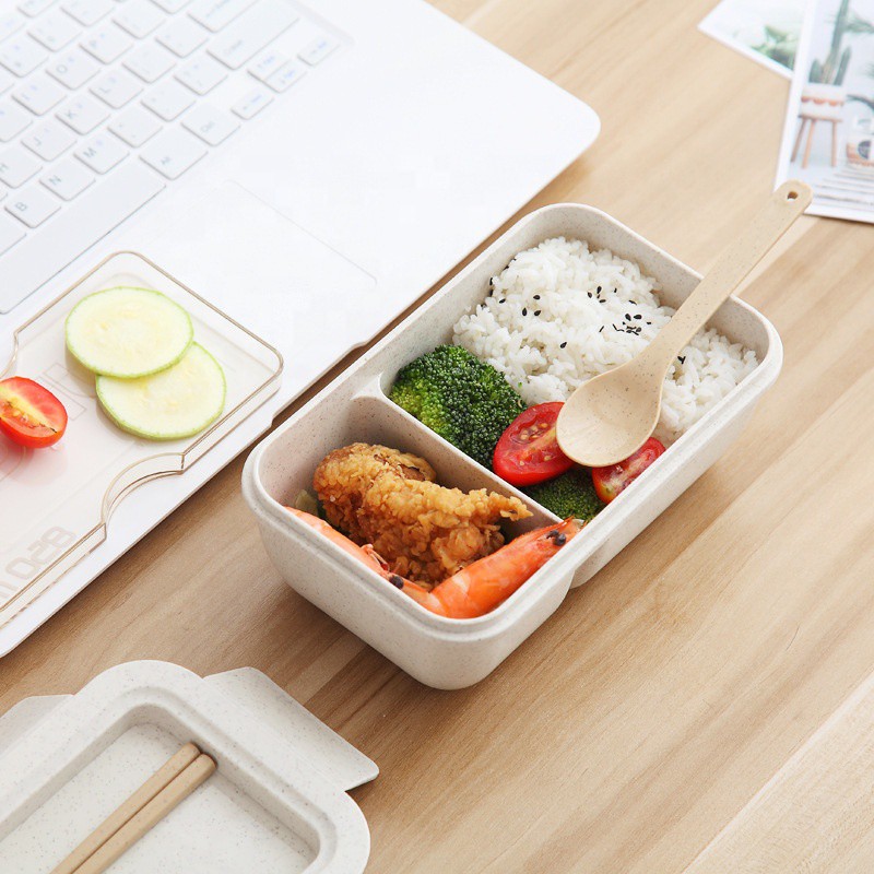 Lunchbox Sekat 2  WHEAT STRAW / Kotak Bekal Makan Lunch box Bahan Serat Gandum 850ML/1100ML