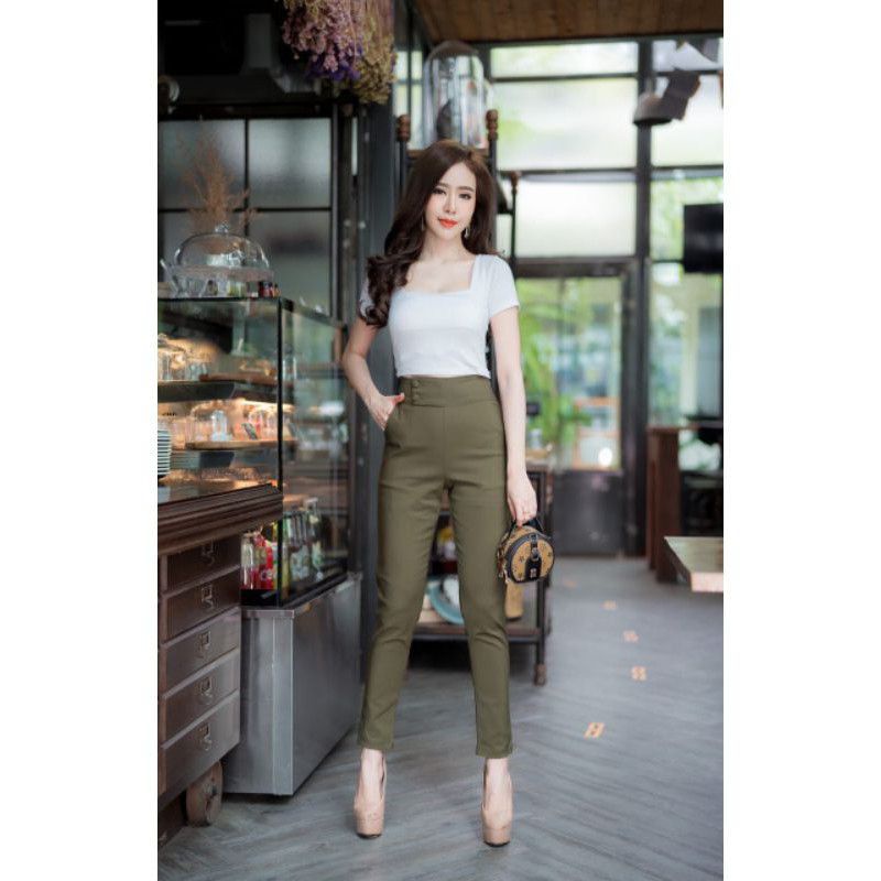Ready HW Long pants button samping Bestseller wanita fashion import bangkok