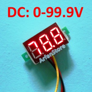 0-99.9V DC Mini Voltmeter Digital Volt Meter Display Merah 3 Kabel