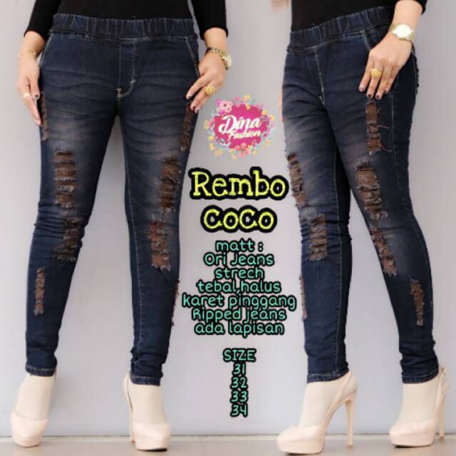 size 27-38 Variasi Sobek Kekinian!!Rembo Jegging Super stretch Brown series