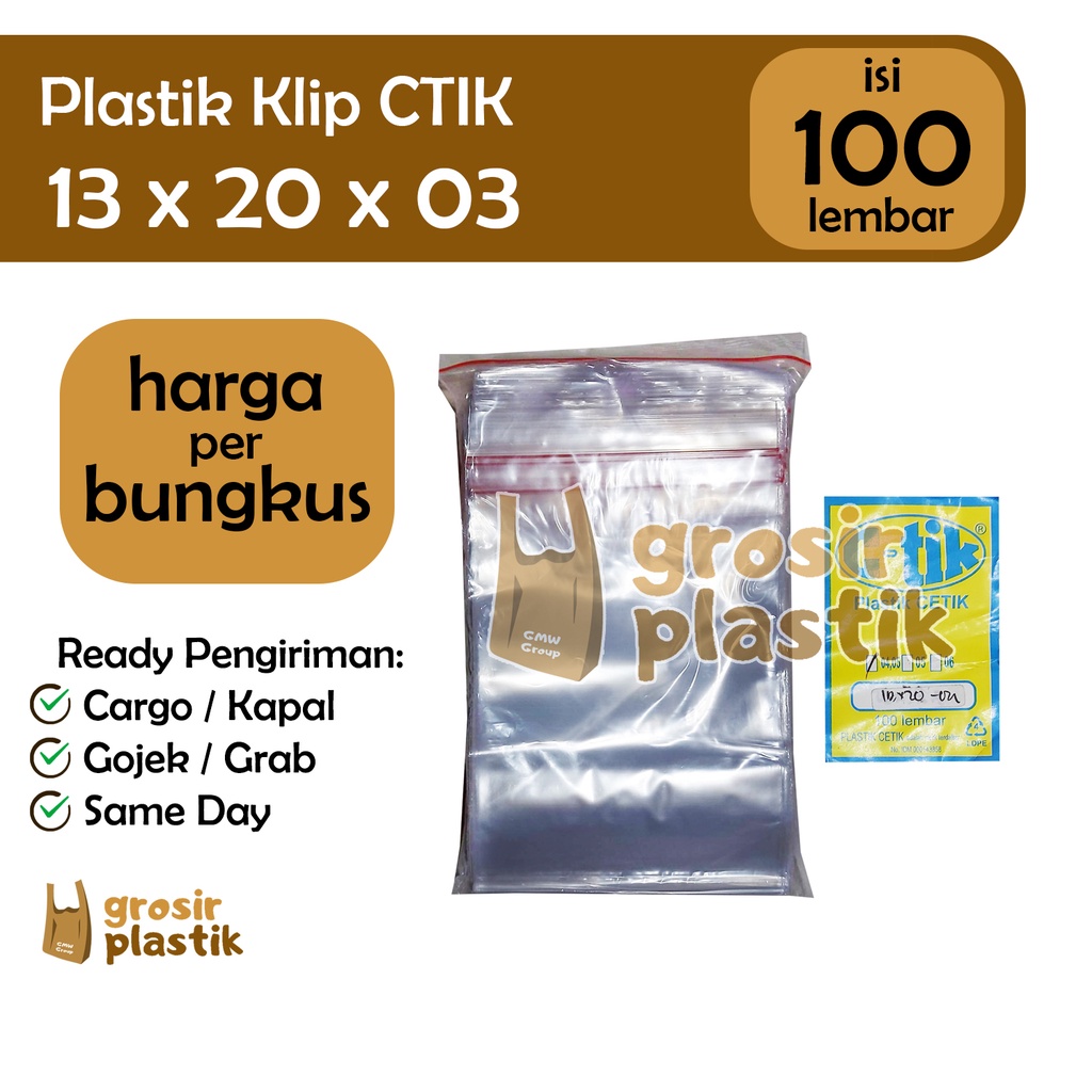 

GP29 Kantong Plastik Klip CTIK Cetik Bening TEBAL Kuat Original 13x20x04 isi 100 lbr- [BUNGKUS]