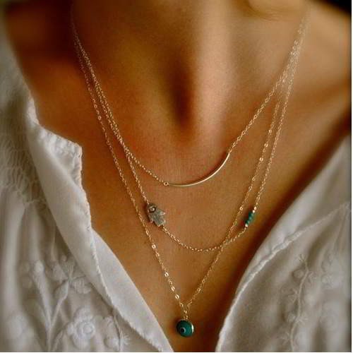Kalung Korea  Foreign Trade Jewelry Beads Bend The Hs Of Fatima Eyes FGE001