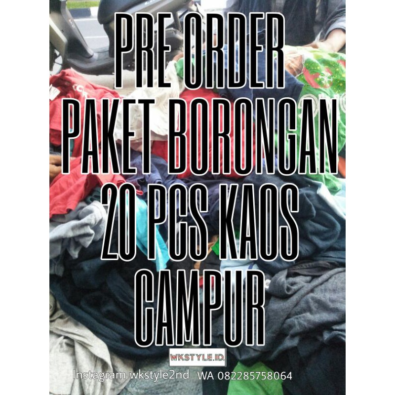 PAKET BORONGAN 20 PCS KAOS SECOND CAMPUR (KEPALA,BADAN)