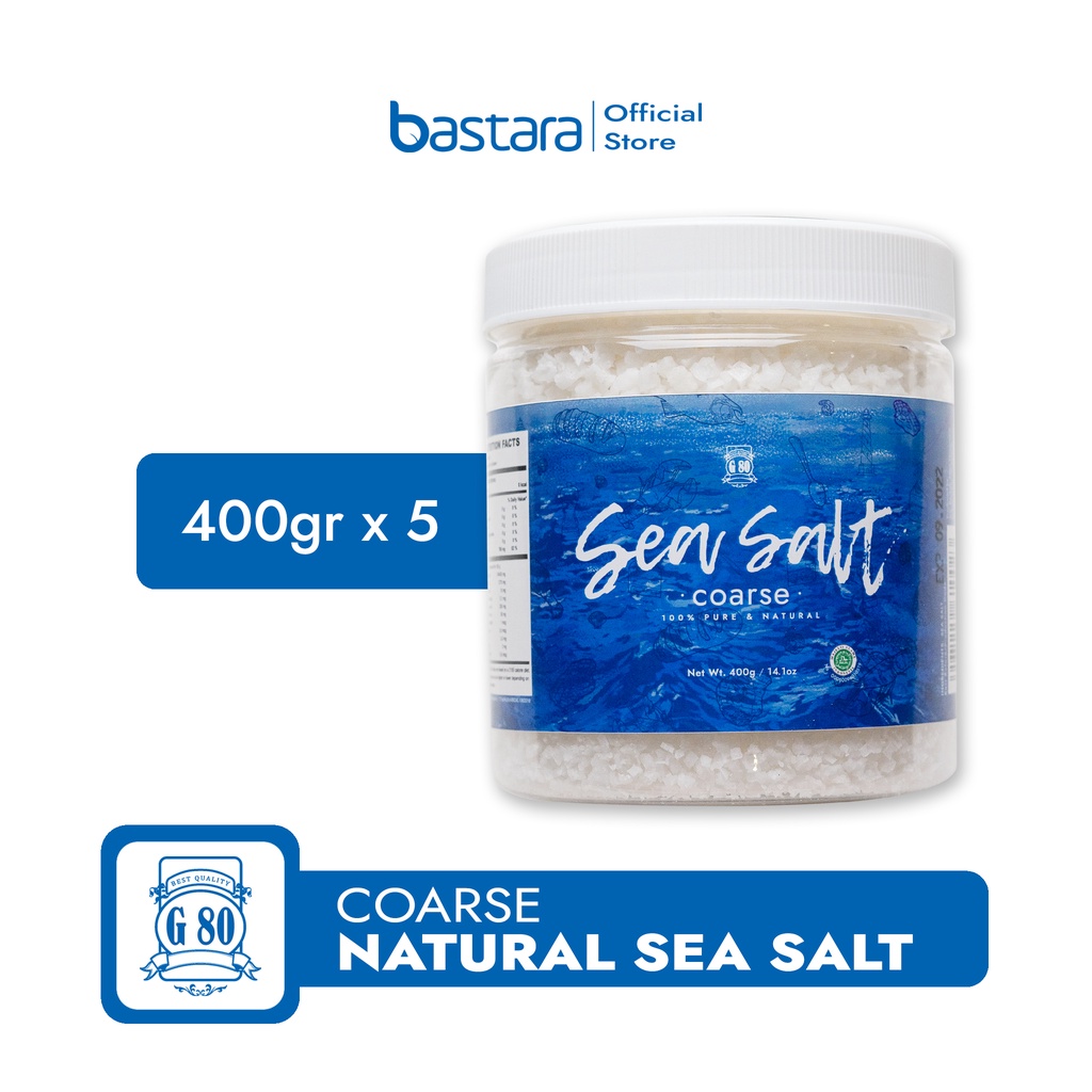 

G80 Garam Laut Alami Kasar Premium Coarse Natural Sea Salt 400gr x 5