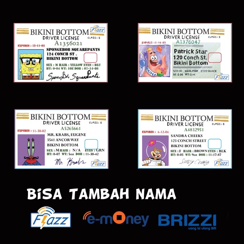 E-money mandiri custom print 1sisi saldo 0