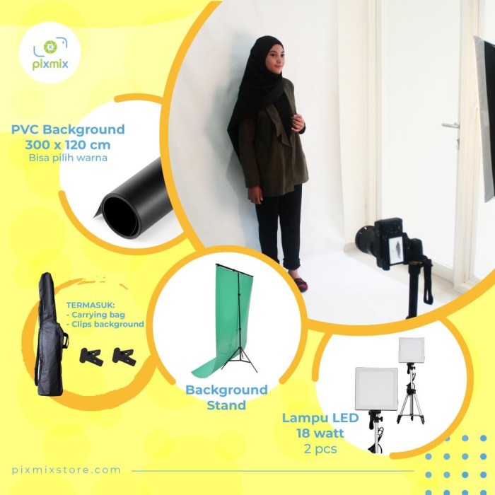 Produk Eksklusif Paket Komplit Small Studio Foto 3m Background 18 W Lamp Stand Spesial Shopee Indonesia