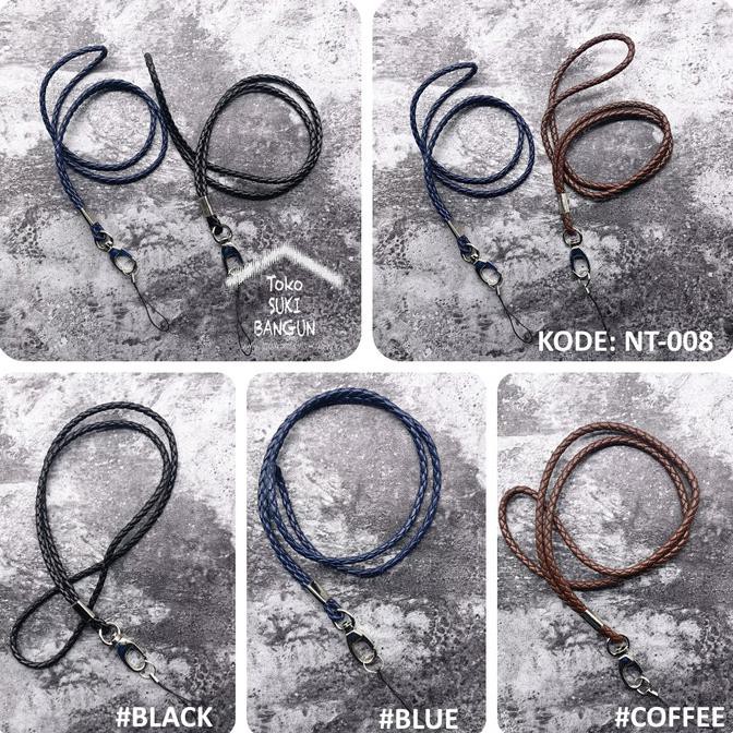 

✨ BISA BAYAR DITEMPAT✨ Tali Lanyard Name Tag ID Card Strap PU Leather Braided Deluxe NT-008 -