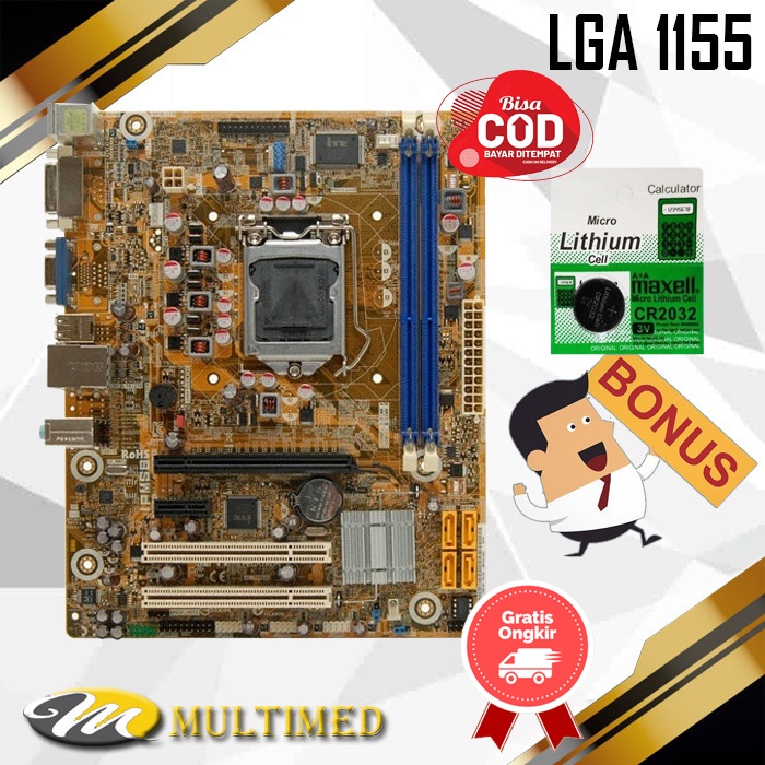 Promo Mainboard Motherboard Mobo H61 LGA 1155 DDR3 Pegatron Bonus Batray Cmos Second