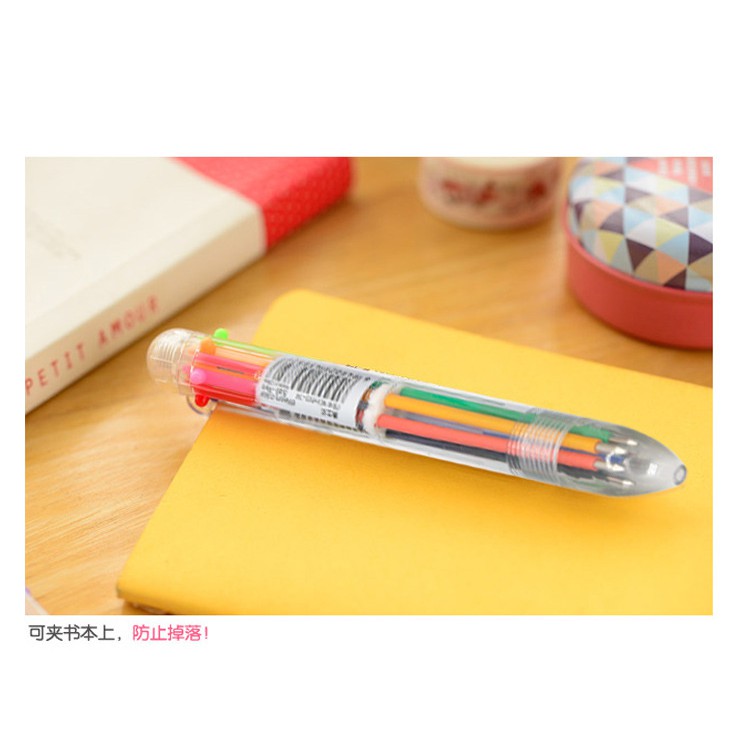 TOP Price Pulpen 6 Color in 1 Ballpoint Pen Office Pena 6 Warna Sekaligus Berwarna U09