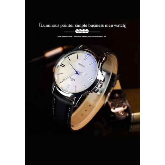 COD  Yazole Jam Tangan Pria Fashion Casual Business Men Leather Analog Watch
