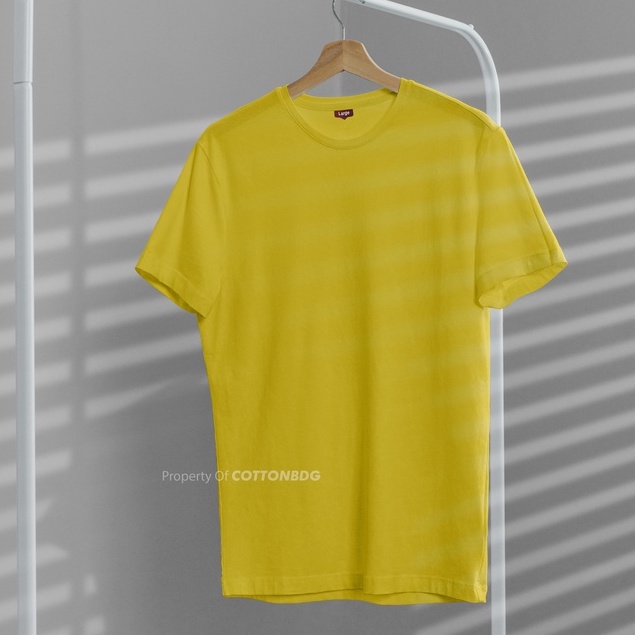 KAOS POLOS PRIA KUNING KENARI YELLOW BABY TANGAN PENDEK UKURAN S-XL BAHAN COTTON COMBED 30S ORGINAL