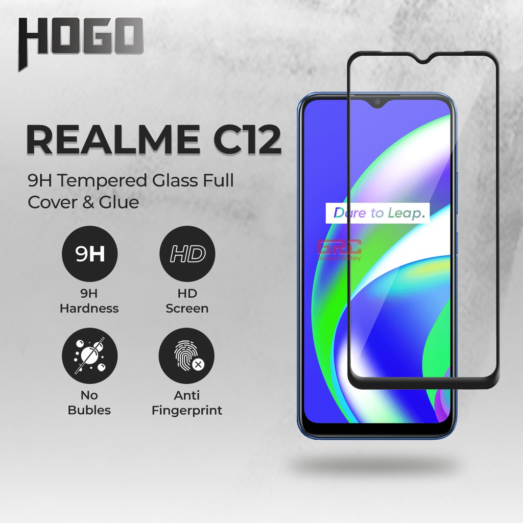 Tempered Glass Realme C12 HOGO Full Cover Anti Gores Kaca