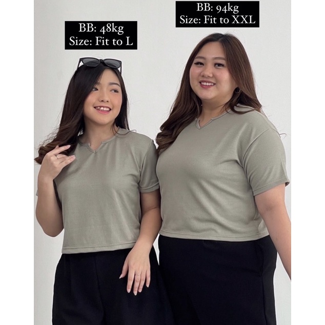 Vien Top (top rib / atasan rib / atasan bigsize / atasan jumbo / atasan crop / baju bigsize / baju jumbo / baju / kaos / kaos kekinian)