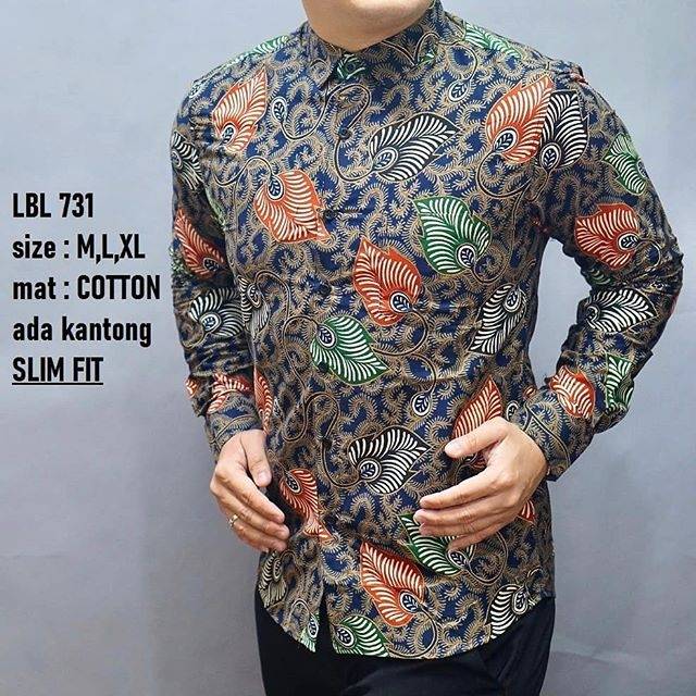 LBL 731 HEM KEMEJA BATIK PRIA SLIM FIT LENGAN PANJANG LUIGI BATANI