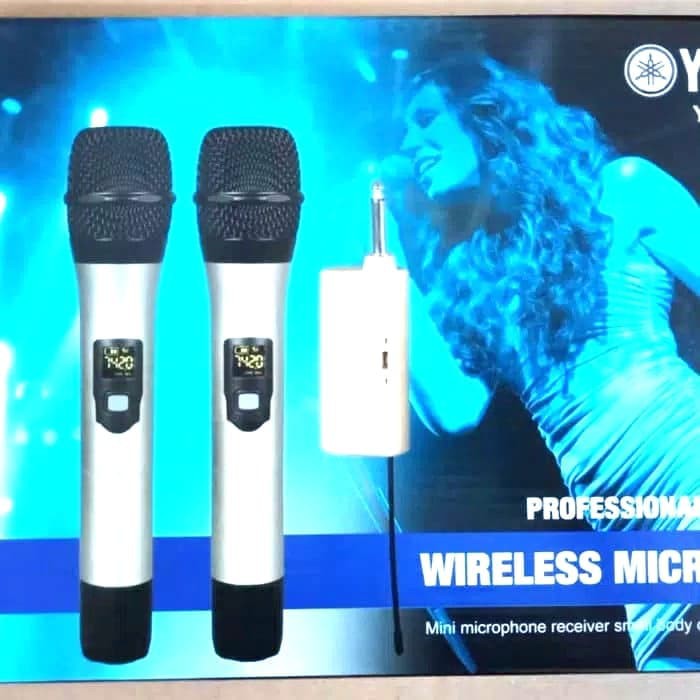 Mic wireless professional uhf merk yamaha premium/mic 2pcs tanpa kabel