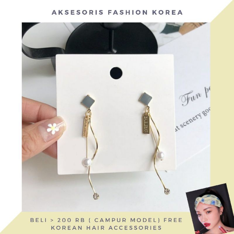 S925 SILVER NEEDLE KOREAN WATERFALL LADIES LONG EARRINGS ANTING PANJANG JUNTAI EMAS JARUM PERAK WAVY
