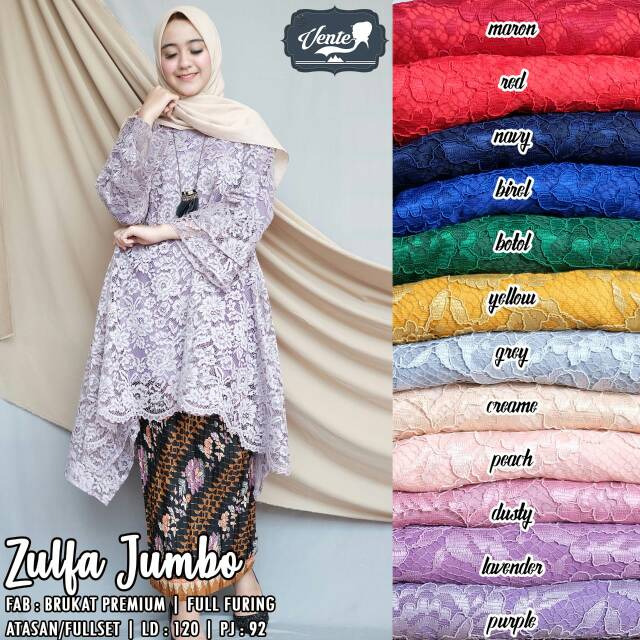 Restok Zulfa Jumbo Kebaya Brokat Big Size Jumbo Atasan Wanita Baju Pesta Kekinian Muslim Hijab Murah