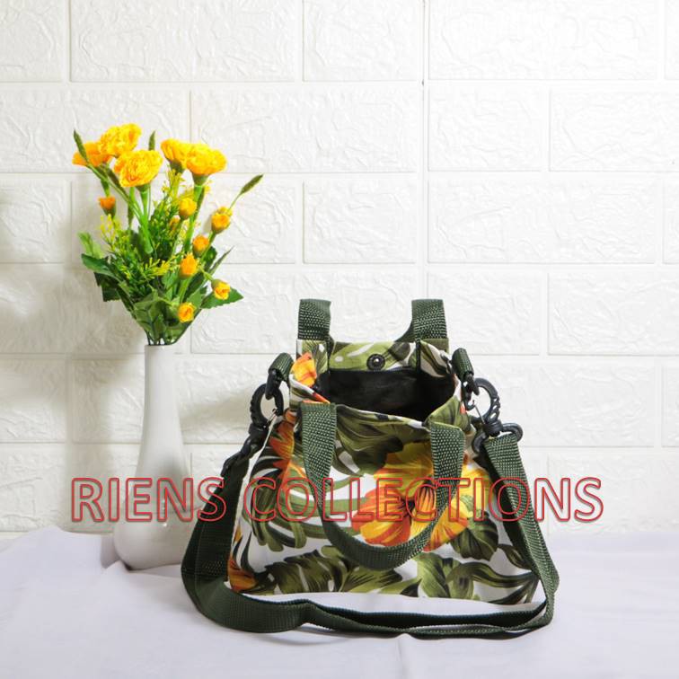 RIENS COLLECTIONS. SLING BAG TAS SELEMPANG KANVAS MOTIF BUNGA SEPATU KUNING