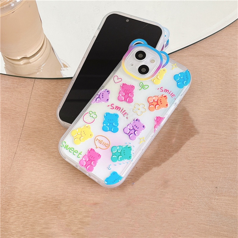 Soft Case TPU Motif Beruang Untuk iPhone 13 12 11 Pro Max X Xr Xs Max SE 2020 8 7 6 6s Plus