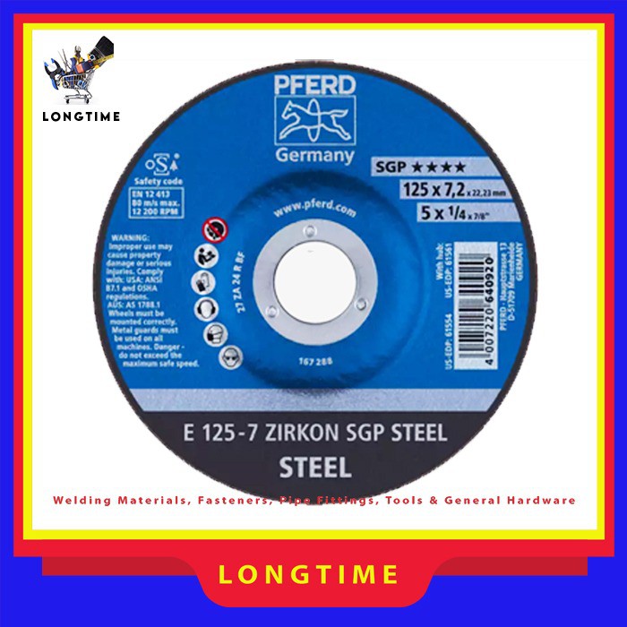 Batu Gerinda 5" PFERD 640920 Grinding Wheel E 125-7 ZIRKON SGP STEEL PFERD