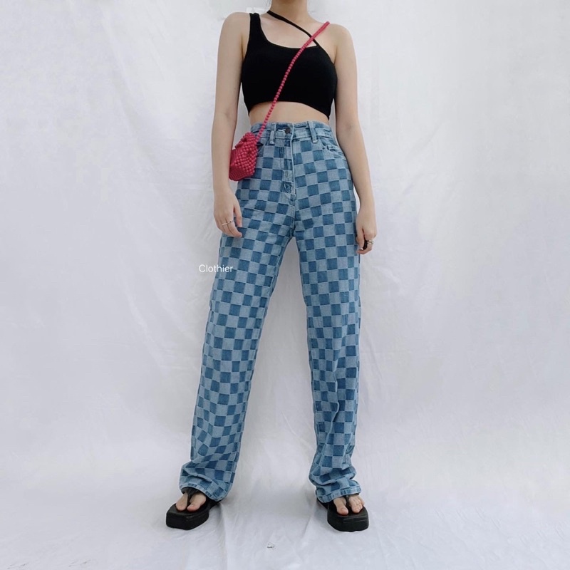 CLOTHIER - Kira Jeans | Unisex Plaid Checkered Jeans